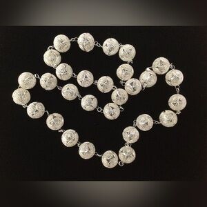 NWOT Vintage New Ultra Fine Italian Silver Filigree Bead Necklace - c 29 Grams